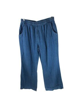 Woman Within Classic Fit Blue Denim Cotton Straight Leg Jeans Size 24T Tall